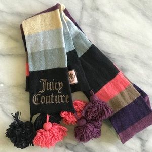 Juicy Couture Knitted Scarf w/ Pom Poms